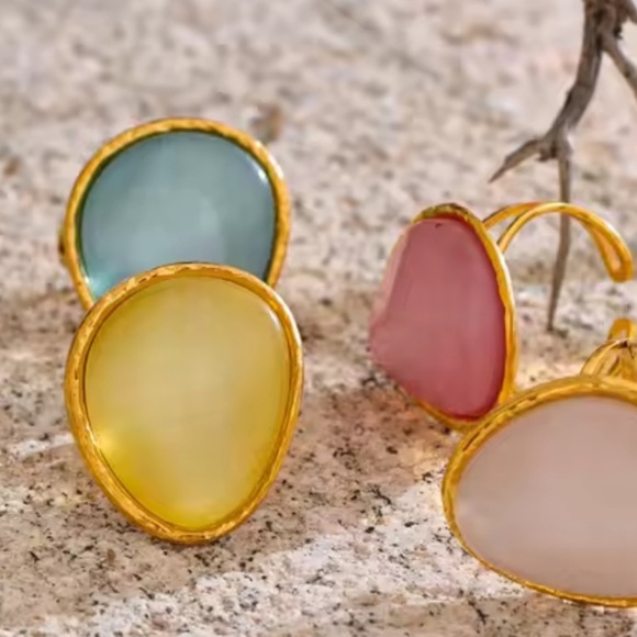 New! Anthropologie unique adjustable Elegant Gold and Blue Ring NWT - Picture 4 of 6